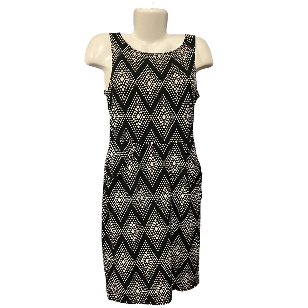 Banana Republic Women's Black w/ Tan Geometric/Dots Side Pockets Dress | Size 4